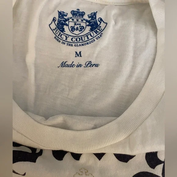 Juicy Couture Vintage Girls-Kids White Tee with Gold and Pink Accents Size Med - Picture 4 of 9